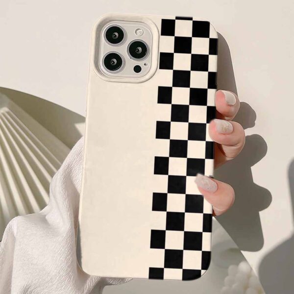 Yarı Krem Yarı Dama Desen Tasarımlı Silikon Telefon Kılıfı