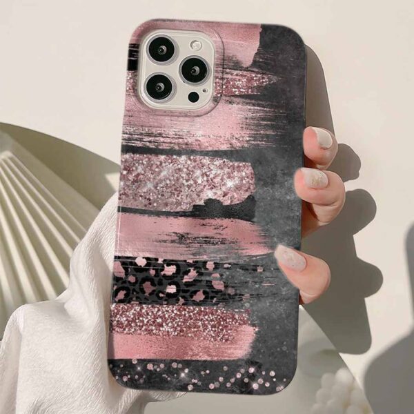 Pembe Fırça Darbeleri Tasarımlı Silikon Telefon Kılıfı
