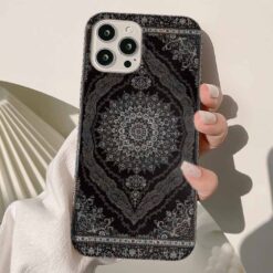 Siyah Beyaz Halı Desenleri Tasarımlı Silikon Telefon Kılıfı