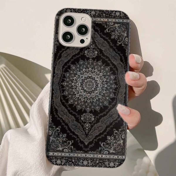 Siyah Beyaz Halı Desenleri Tasarımlı Silikon Telefon Kılıfı