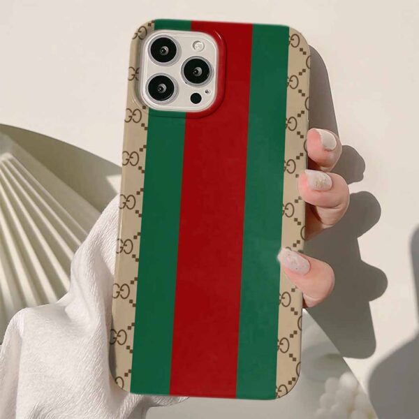 Şeritli Gucci Deseni Tasarımlı Silikon Telefon Kılıfı