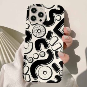 Donat Doodle Pattern Tasarımlı Silikon Telefon Kılıfı