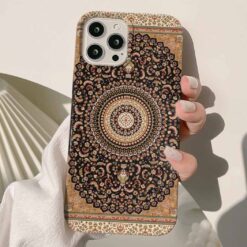 Kahve Rengi Halı Deseni Tasarımlı Silikon Telefon Kılıfı