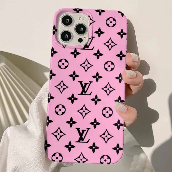 Pembe Lv Deseni Tasarımlı Silikon Telefon Kılıfı