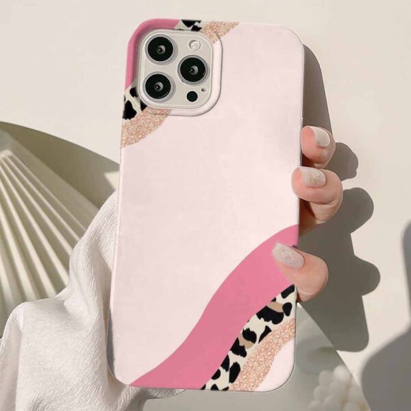 Pembe Soyut Hayvan Deseni Tasarımlı Silikon Telefon Kılıfı