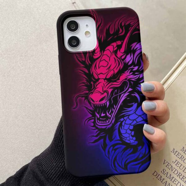 Kızgın Neon Ejderha Tasarımlı Silikon Telefon Kılıfı