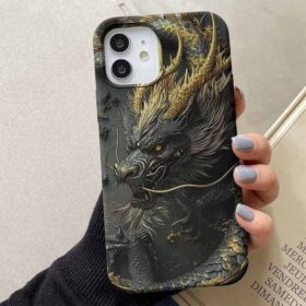 Altın Ejderha Tasarımlı Silikon Telefon Kılıfı