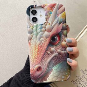 Pembe Renkli Ejderha Tasarımlı Silikon Telefon Kılıfı