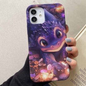 Sevimli Mor Ejderha Tasarımlı Silikon Telefon Kılıfı