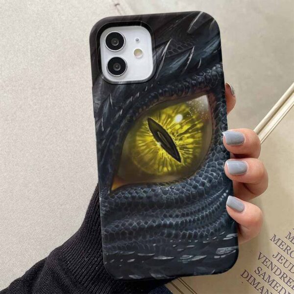 Siyah Ejderha Gözü Tasarımlı Silikon Telefon Kılıfı