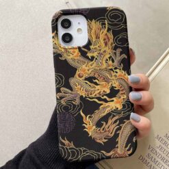 Sarı Motif Ejderha Tasarımlı Silikon Telefon Kılıfı