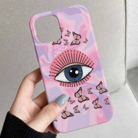 Kelebekler Ve Göz Tasarımlı Silikon Telefon Kılıfı