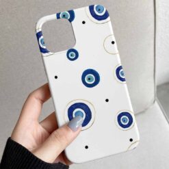 Beyaz Fonlu Nazar Tasarımlı Silikon Telefon Kılıfı