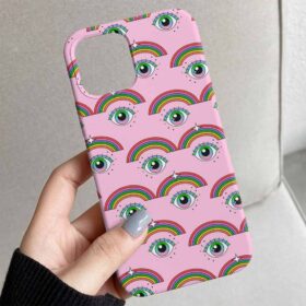 Gökkuşağı Ve Gözler Tasarımlı Silikon Telefon Kılıfı