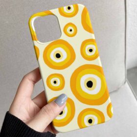 Sarı Nazar Boncukları Tasarımlı Silikon Telefon Kılıfı