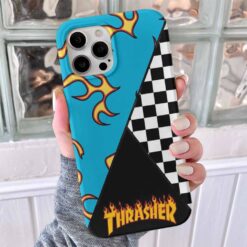 Yarı Thrasher Yarı Dama Yarı Da Sarı Alevler Tasarımlı Silikon Telefon Kılıfı