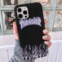 Thrasher Mor Alev Tasarımlı Silikon Telefon Kılıfı