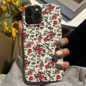 Pembe Gül Motifleri Tasarımlı Silikon Telefon Kılıfı