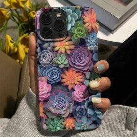 Renkli Yaprak Çiçekler Tasarımlı Silikon Telefon Kılıfı