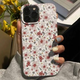Pembe Çiçek Deseni Tasarımlı Silikon Telefon Kılıfı