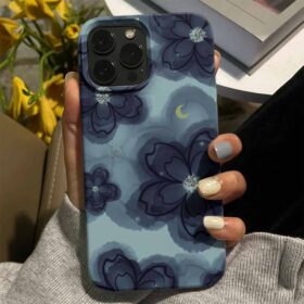 Mavi Elmas Çiçek Tasarımlı Silikon Telefon Kılıfı