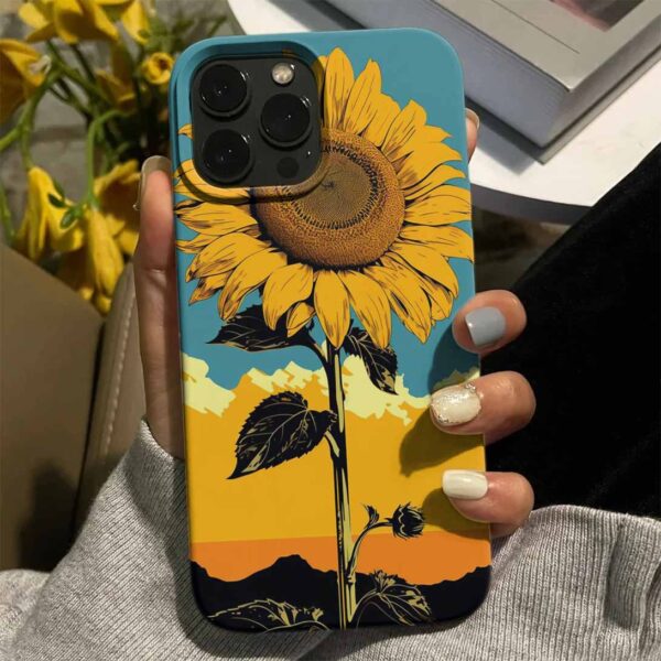 Güneşe Bakan Ayçiçeği Tasarımlı Silikon Telefon Kılıfı