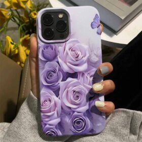 Lila Güller Tasarımlı Silikon Telefon Kılıfı