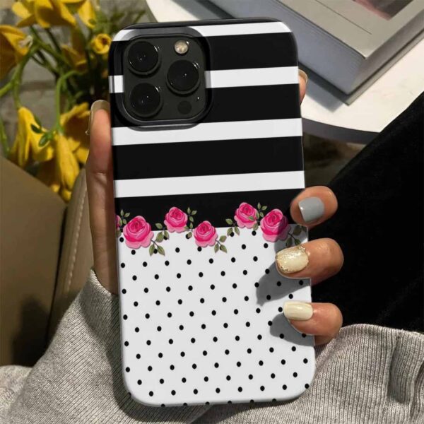 Benekli Pembe Gül Deseni  Tasarımlı Silikon Telefon Kılıfı