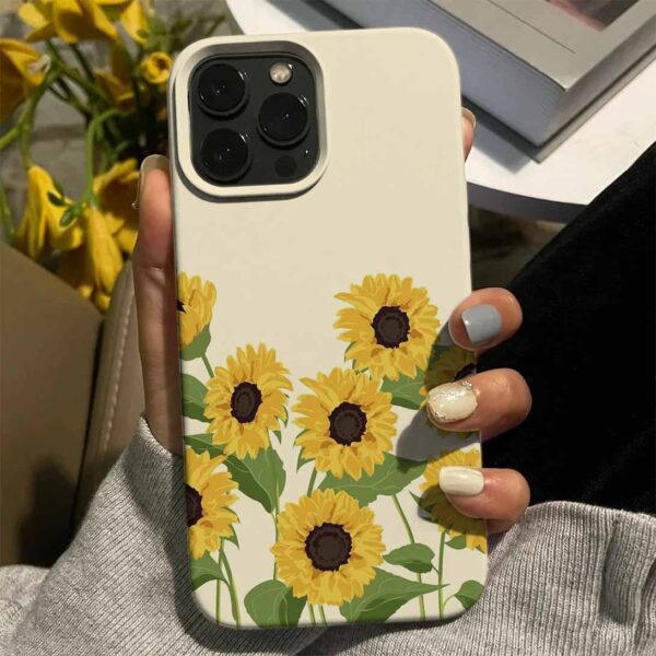 Ayçiçeği Çizimleri Tasarımlı Silikon Telefon Kılıfı