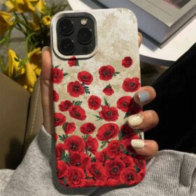 Gelincik Çiçekleri Tasarımlı Silikon Telefon Kılıfı