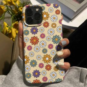 Renkli Basit Çiçekler Tasarımlı Silikon Telefon Kılıfı