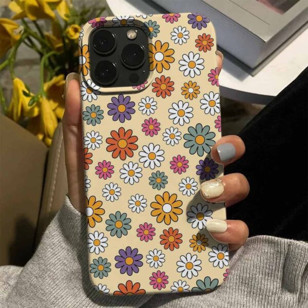 Renkli Basit Çiçekler Tasarımlı Silikon Telefon Kılıfı
