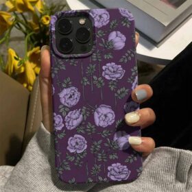 Lila Güller Tasarımlı Silikon Telefon Kılıfı
