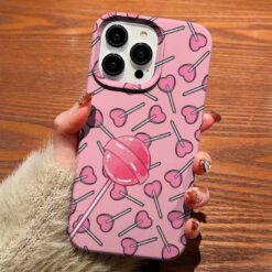 Pembe Lolipop Kalpler Tasarımlı Silikon Telefon Kılıfı