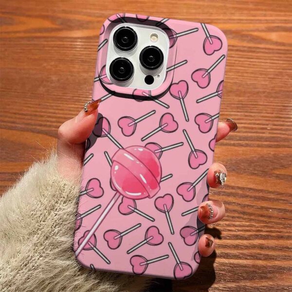 Pembe Lolipop Kalpler Tasarımlı Silikon Telefon Kılıfı