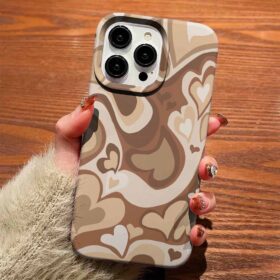 Krem Ve Tonları Retro Kalpler Tasarımlı Silikon Telefon Kılıfı