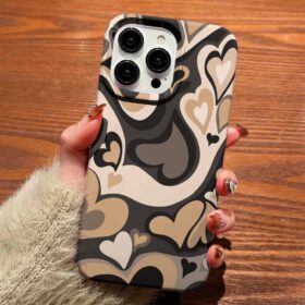 Hardal Renkli Soyut Kalpler Tasarımlı Silikon Telefon Kılıfı