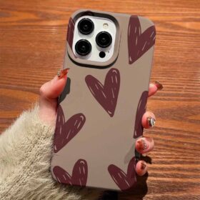 Uzun Bordo Kalpler Tasarımlı Silikon Telefon