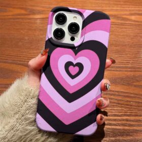 Siyah Pembe Retro Kalpler Tasarımlı Silikon Telefon Kılıfı