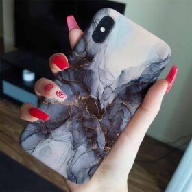 Mavi Gri Geçişli Baskılı Mermer  Silikon Telefon Kılıfı