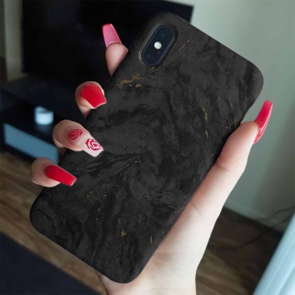 Siyah  Mermer Baskılı Silikon Telefon Kılıfı