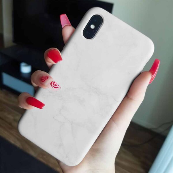 Beyaz Mermer Baskılı Silikon Telefon Kılıfı