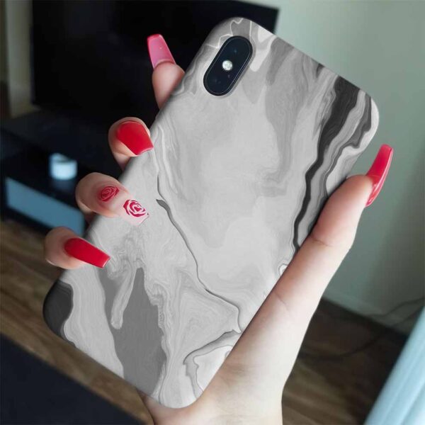 Gri Ve Tonları Geçişli Mermer Baskılı Silikon Telefon Kılıfı