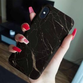 Koyu Kahve Geçişli  Mermer Baskılı  Silikon Telefon Kılıfı