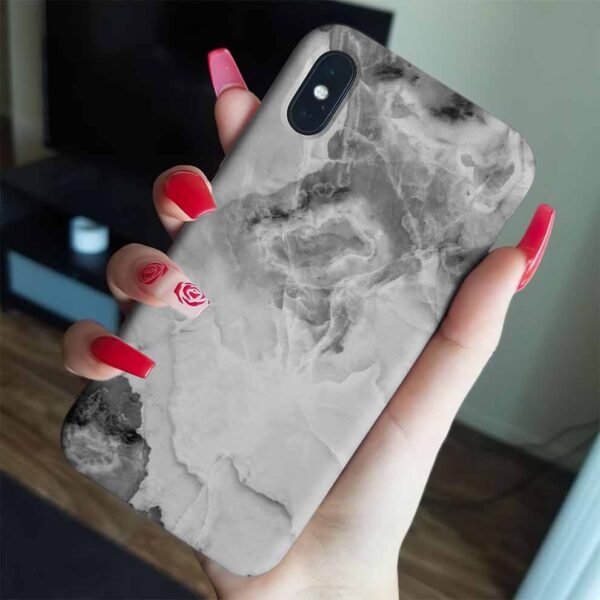 Gri Ve Tonları Yoğun Geçişli  Mermer Baskılı  Silikon Telefon Kılıfı