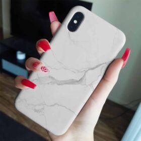 Beyaz Arka Planlı Gri Tek Tük Çizgiler Mermer Baskılı  Silikon Telefon Kılıfı