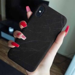 Siyah Arka Planlı İnce Çizgiler Mermer Baskılı  Silikon Telefon Kılıfı