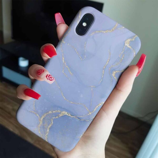 Lila Gold Yaldızlı Mermer Baskılı  Silikon Telefon Kılıfı