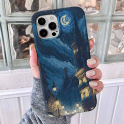 Ay Işığı Altında Sokak Eseri Baskılı Silikon Telefon Kılıfı
