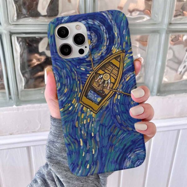 Kayıkla Tablo Kaçıran Van Gogh Baskılı Silikon Telefon Kılıfı